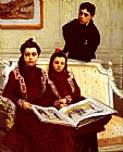 Famous Book Paintings - Family Portrait of a Boy and his two Sisters admiring a Sketch Book